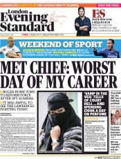 London Evening Standard Newspaper Front Page (UK) for 8 March 2014
