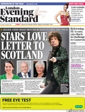 London Evening Standard (UK) Newspaper Front Page for 8 August 2014