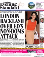 London Evening Standard (UK) Newspaper Front Page for 9 April 2015