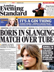 London Evening Standard (UK) Newspaper Front Page for 9 May 2011