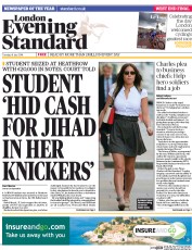 London Evening Standard (UK) Newspaper Front Page for 9 July 2014
