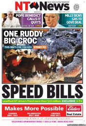 NT News (Australia) Newspaper Front Page for 11 February 2013