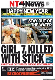 NT News (Australia) Newspaper Front Page for 1 January 2013