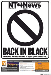 NT News (Australia) Newspaper Front Page for 1 February 2014
