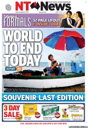 NT News (Australia) Newspaper Front Page for 21 December 2012