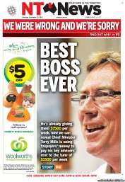 NT News (Australia) Newspaper Front Page for 22 December 2012