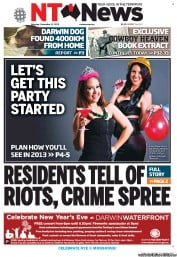 NT News (Australia) Newspaper Front Page for 31 December 2012