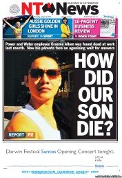 NT News (Australia) Newspaper Front Page for 9 August 2012