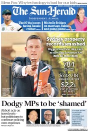 Sun Herald (Australia) Newspaper Front Page for 10 November 2013