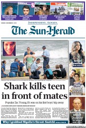Sun Herald (Australia) Newspaper Front Page for 1 December 2013