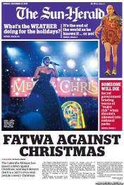 Sun Herald (Australia) Newspaper Front Page for 23 December 2012