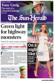 Sun Herald (Australia) Newspaper Front Page for 30 December 2012