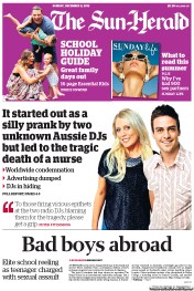 Sun Herald (Australia) Newspaper Front Page for 9 December 2012