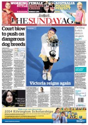 Sunday Age (Australia) Newspaper Front Page for 27 January 2013