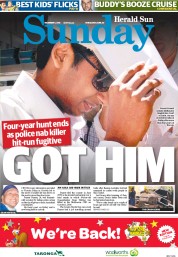 Sunday Herald Sun (Australia) Newspaper Front Page for 1 December 2013