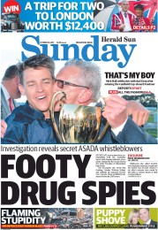 Sunday Herald Sun (Australia) Newspaper Front Page for 20 October 2013