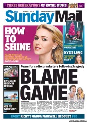 Sunday Mail (Australia) Newspaper Front Page for 9 December 2012