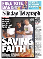Sunday Telegraph (Australia) Newspaper Front Page for 10 November 2013