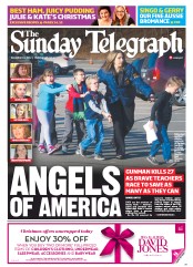 Sunday Telegraph (Australia) Newspaper Front Page for 16 December 2012