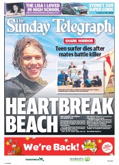 Sunday Telegraph (Australia) Newspaper Front Page for 1 December 2013