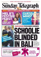 Sunday Telegraph (Australia) Newspaper Front Page for 23 December 2012