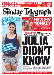 Sunday Telegraph (Australia) Newspaper Front Page for 25 November 2012
