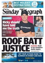 Sunday Telegraph (Australia) Newspaper Front Page for 27 October 2013