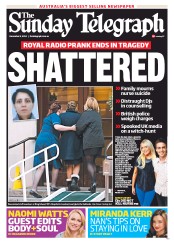 Sunday Telegraph (Australia) Newspaper Front Page for 9 December 2012