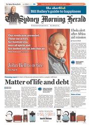 Sydney Morning Herald (Australia) Newspaper Front Page for 10 October 2014