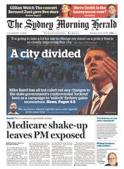 Sydney Morning Herald (Australia) Newspaper Front Page for 10 February 2016