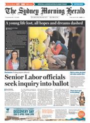 Sydney Morning Herald (Australia) Newspaper Front Page for 10 April 2015