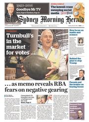 Sydney Morning Herald (Australia) Newspaper Front Page for 10 May 2016