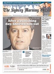 Sydney Morning Herald (Australia) Newspaper Front Page for 10 July 2015