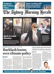 Sydney Morning Herald (Australia) Newspaper Front Page for 10 August 2015