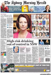 Sydney Morning Herald (Australia) Newspaper Front Page for 11 December 2012