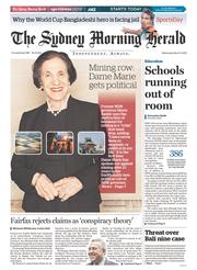 Sydney Morning Herald (Australia) Newspaper Front Page for 11 March 2015