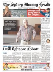 Sydney Morning Herald (Australia) Newspaper Front Page for 11 July 2014