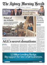 Sydney Morning Herald (Australia) Newspaper Front Page for 11 August 2014