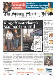 Sydney Morning Herald (Australia) Newspaper Front Page for 12 January 2015