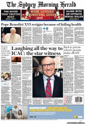 Sydney Morning Herald (Australia) Newspaper Front Page for 12 February 2013