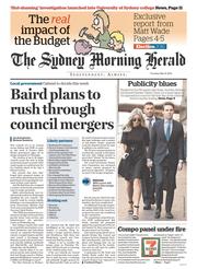 Sydney Morning Herald (Australia) Newspaper Front Page for 12 May 2016