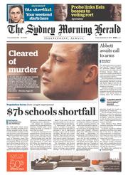 Sydney Morning Herald (Australia) Newspaper Front Page for 12 September 2014