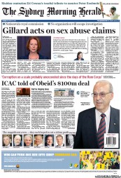 Sydney Morning Herald (Australia) Newspaper Front Page for 13 November 2012