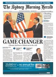 Sydney Morning Herald (Australia) Newspaper Front Page for 13 November 2014