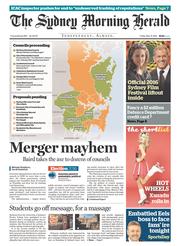 Sydney Morning Herald (Australia) Newspaper Front Page for 13 May 2016