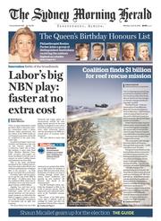 Sydney Morning Herald (Australia) Newspaper Front Page for 13 June 2016