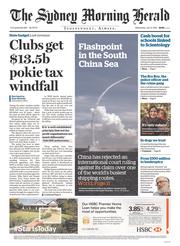 Sydney Morning Herald (Australia) Newspaper Front Page for 13 July 2016