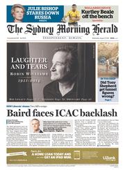 Sydney Morning Herald (Australia) Newspaper Front Page for 13 August 2014