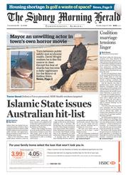 Sydney Morning Herald (Australia) Newspaper Front Page for 13 August 2015