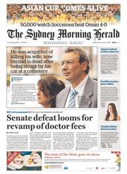 Sydney Morning Herald (Australia) Newspaper Front Page for 14 January 2015